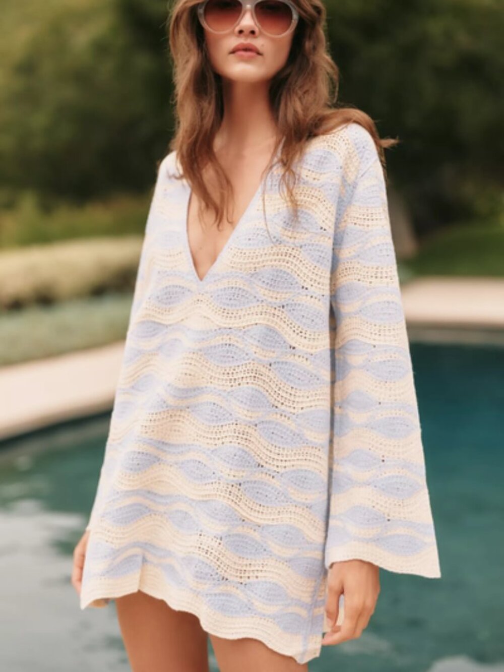 NWT Celandine Printed Crochet Mini Tunic